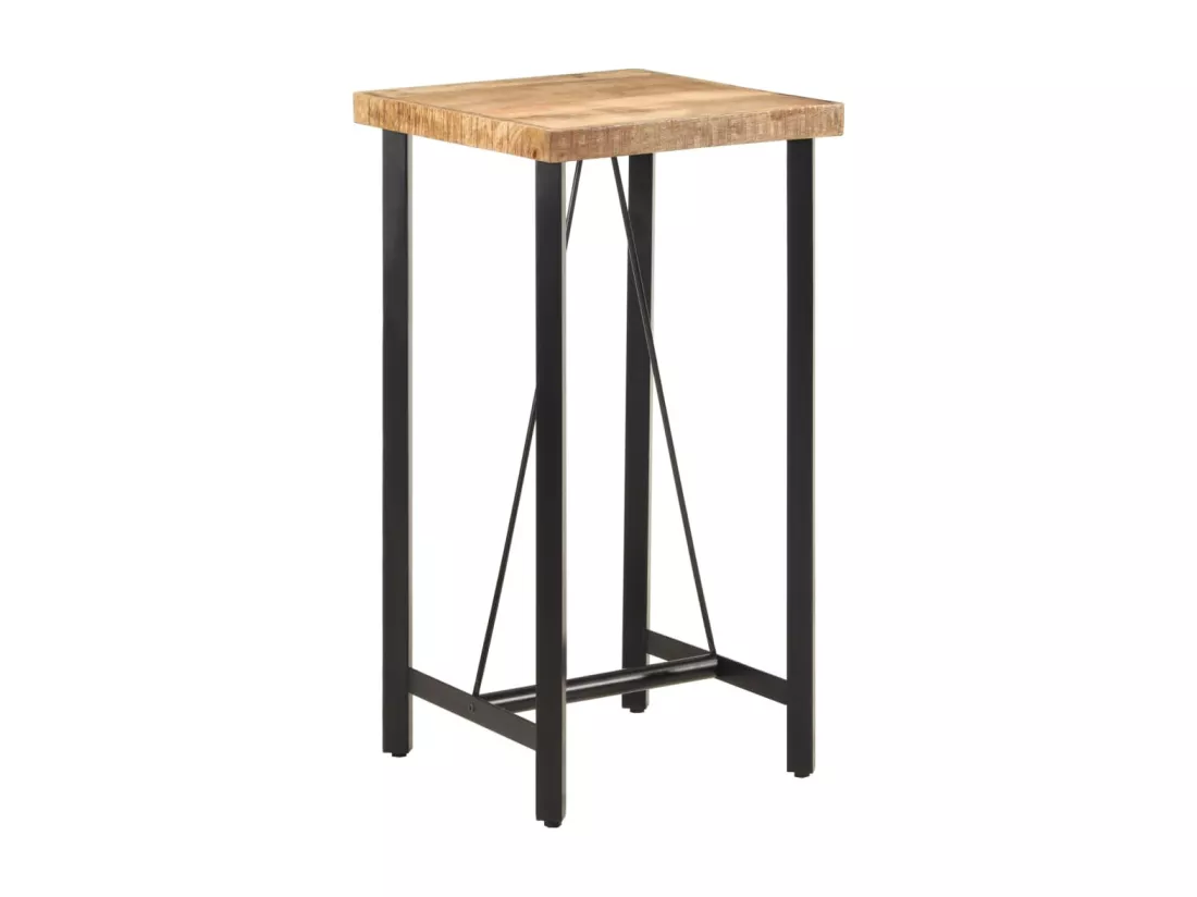 Table de bar 55x55x107 cm bois massif de manguier et fer