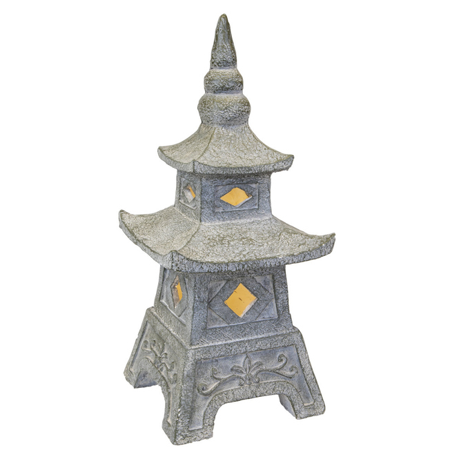 LED-Solarturm - aus Magnesia - ca. 23 x 23 x 53,5 cm