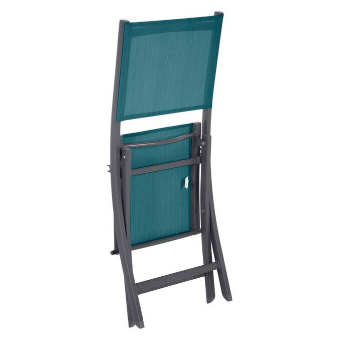 Lot de 4 chaises de jardin pliantes ESSENTIA Bleu canard & Graphite