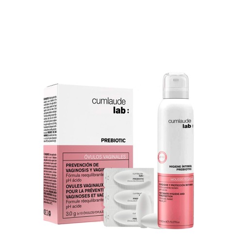 Cumlaude Óvulos Prebiotic 10 unidades   OFERTA Higiene Íntima Prebiotic Mousse 150ml