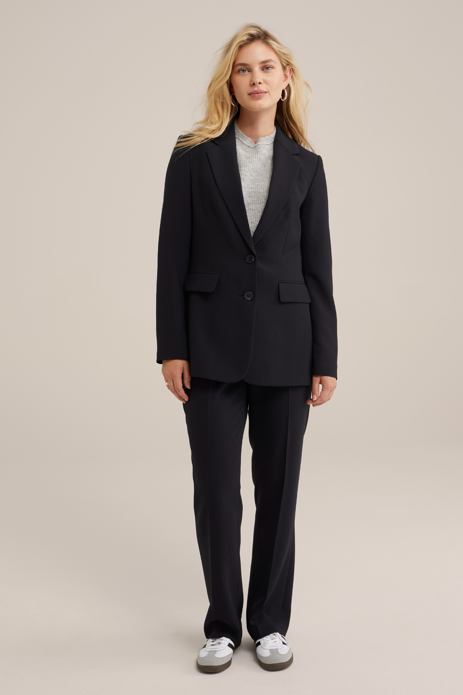getailleerde blazer WE Fashion Zwart