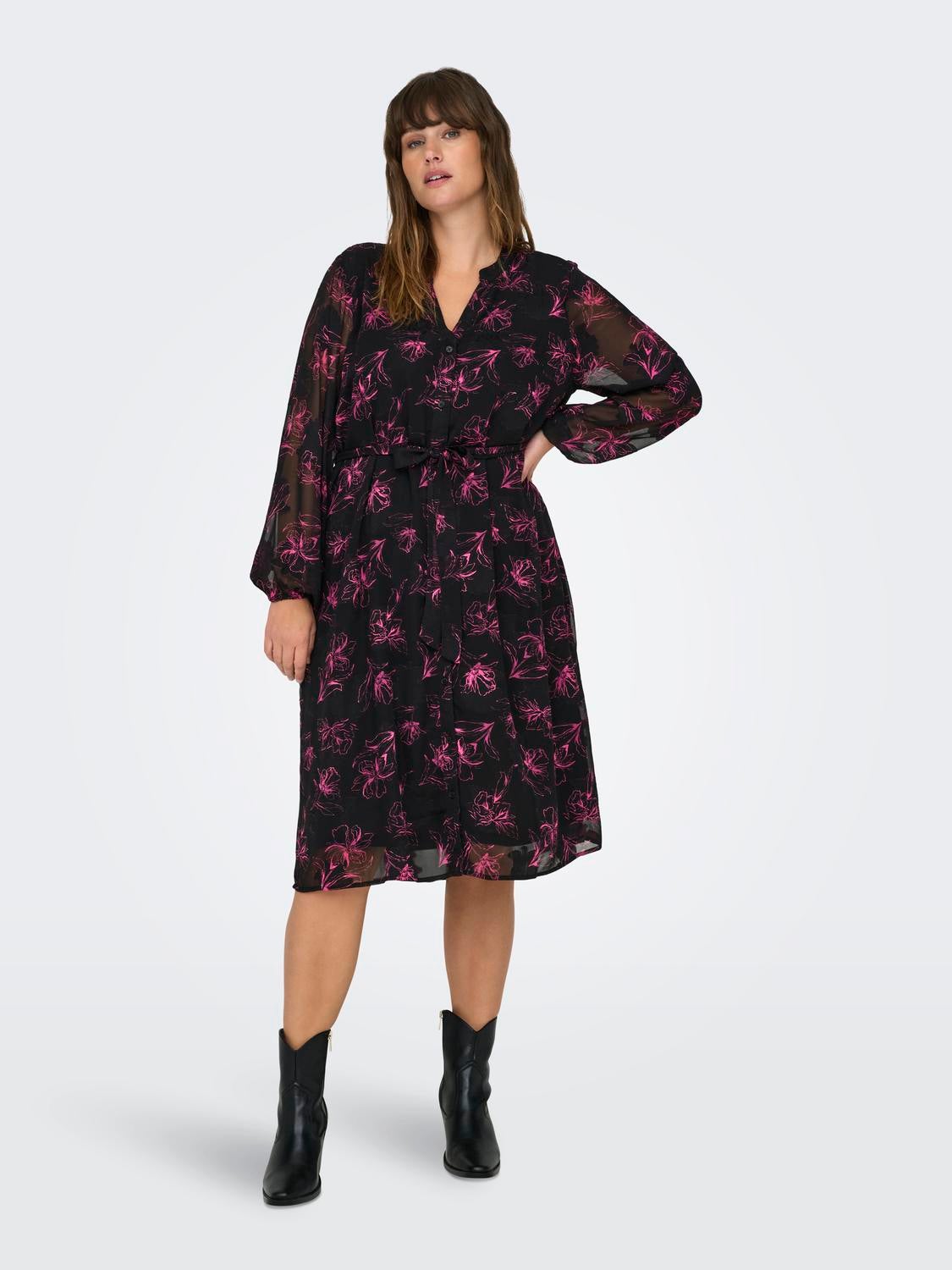 CARMELENA Langes Kleid Fuchsia Purple