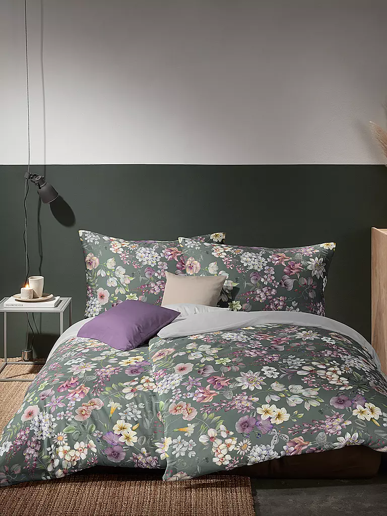 FLEURESSE Satin Bettwäsche BED ART 70x90cm/140x200cm Evergreen dunkelgrün