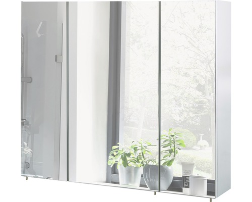 Spiegelkast Möbelpartner Basic 90 x 16 x 70,7 cm wit hoogglans 3-deurs