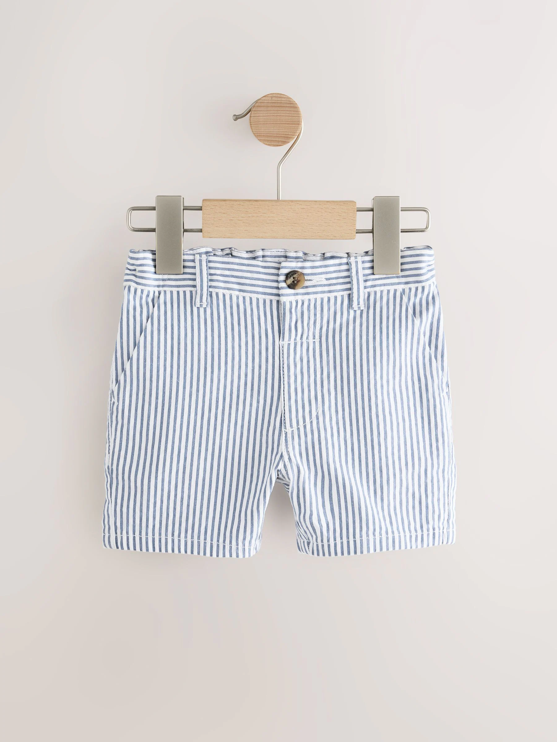 Marineblauw/kiezelkleurig/Strepen - Verpakking van 3 chinoshorts (3mnd-7jr)