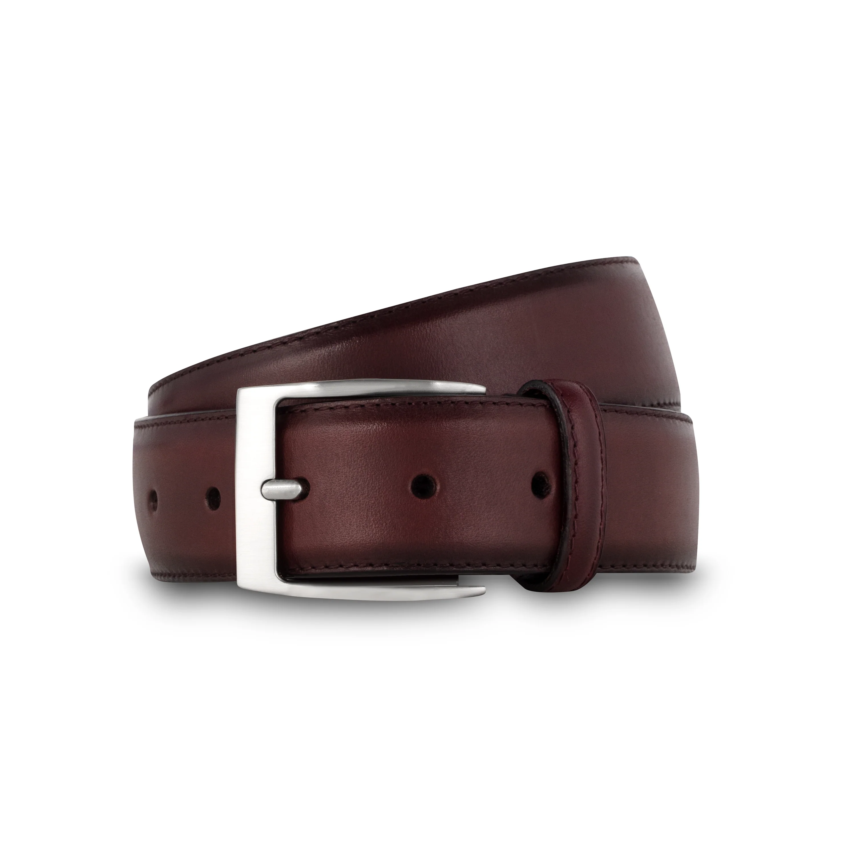 Ceinture homme en cuir lisse bordeaux