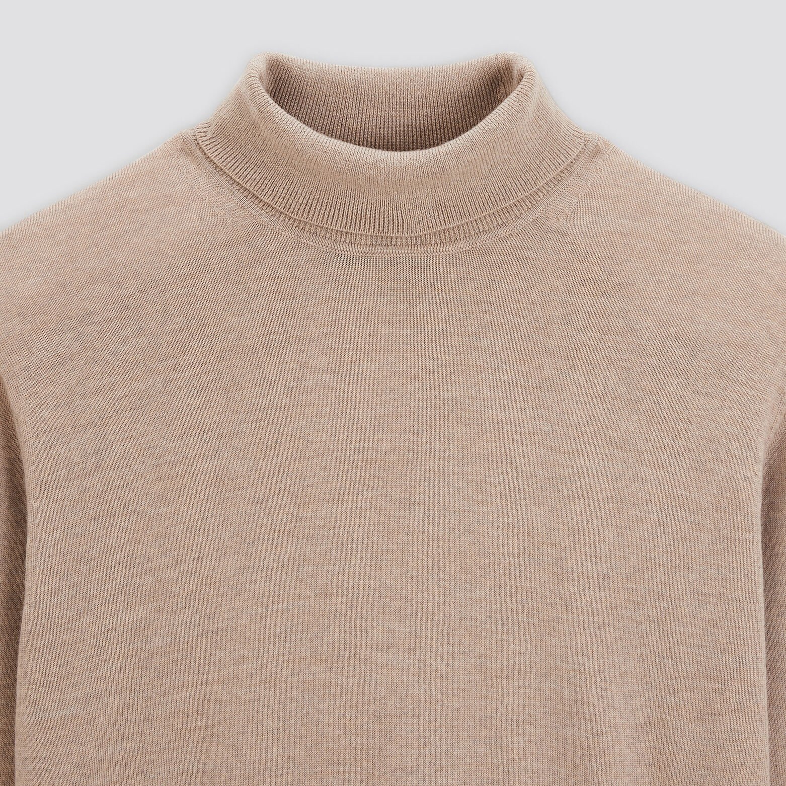 Pull col roulé en laine mérinos Beige