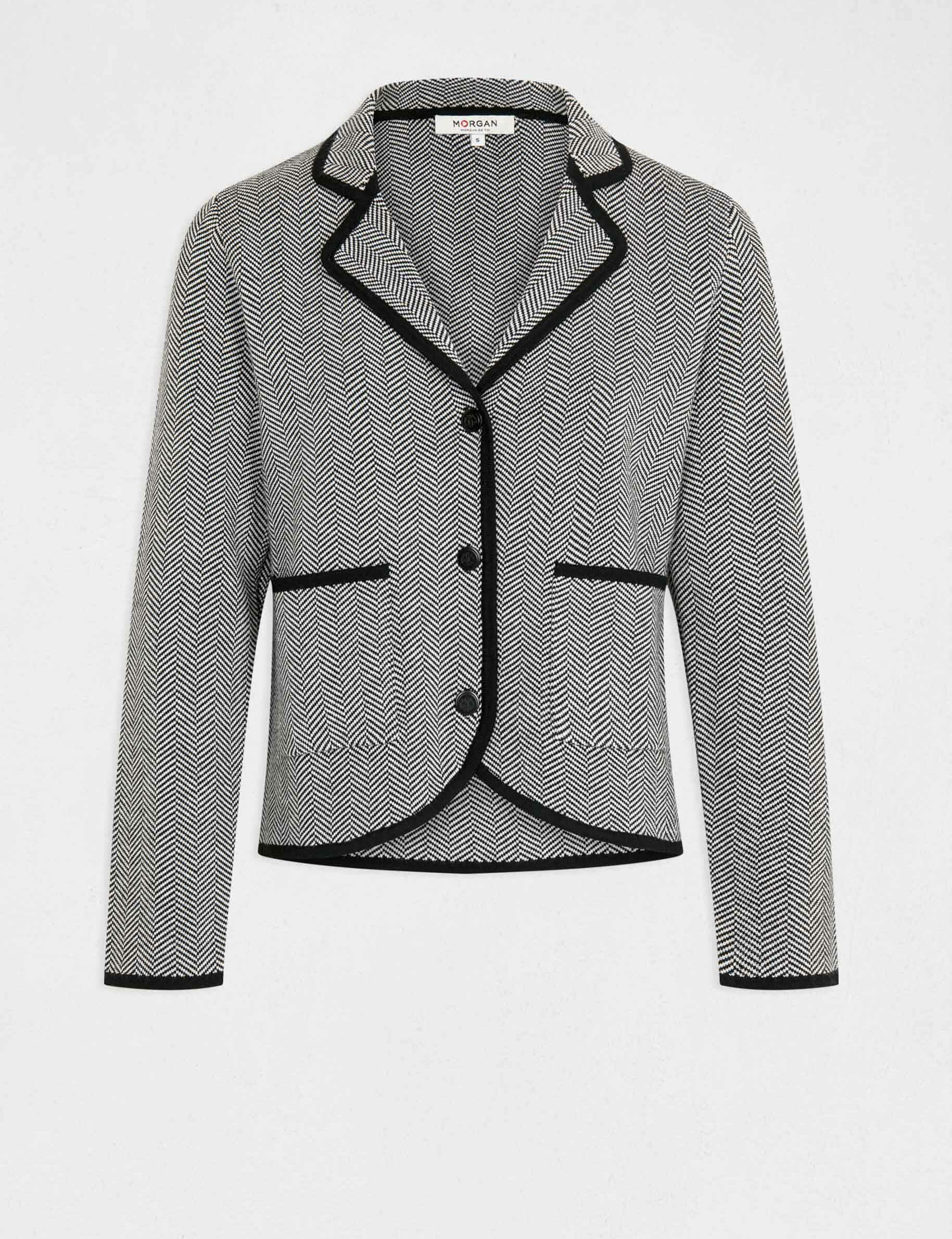 Veste tricot imprimé chevron noir femme - noir