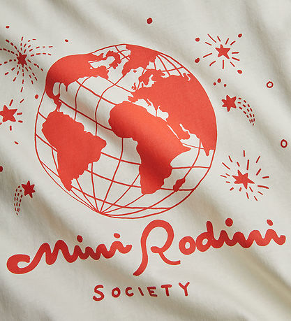 Mini Rodini T-Shirt - Gesellschaft - Offwhite/Rot