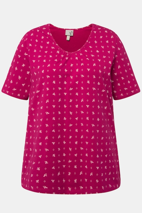 Trachten-Shirt, A-Linie, V-Ausschnitt, Zierfalten, Halbarm