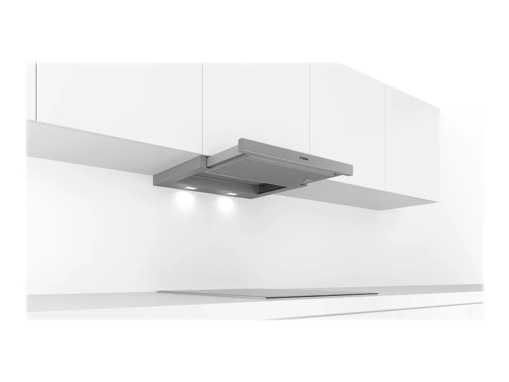Bosch Serie | 4 DFL064A52 - Hætte - teleskopisk - Niche - bredde: 52.6 cm - dybde: 29 cm - udtrækning og recirkulation (-) - med intern motor - metalsølv
