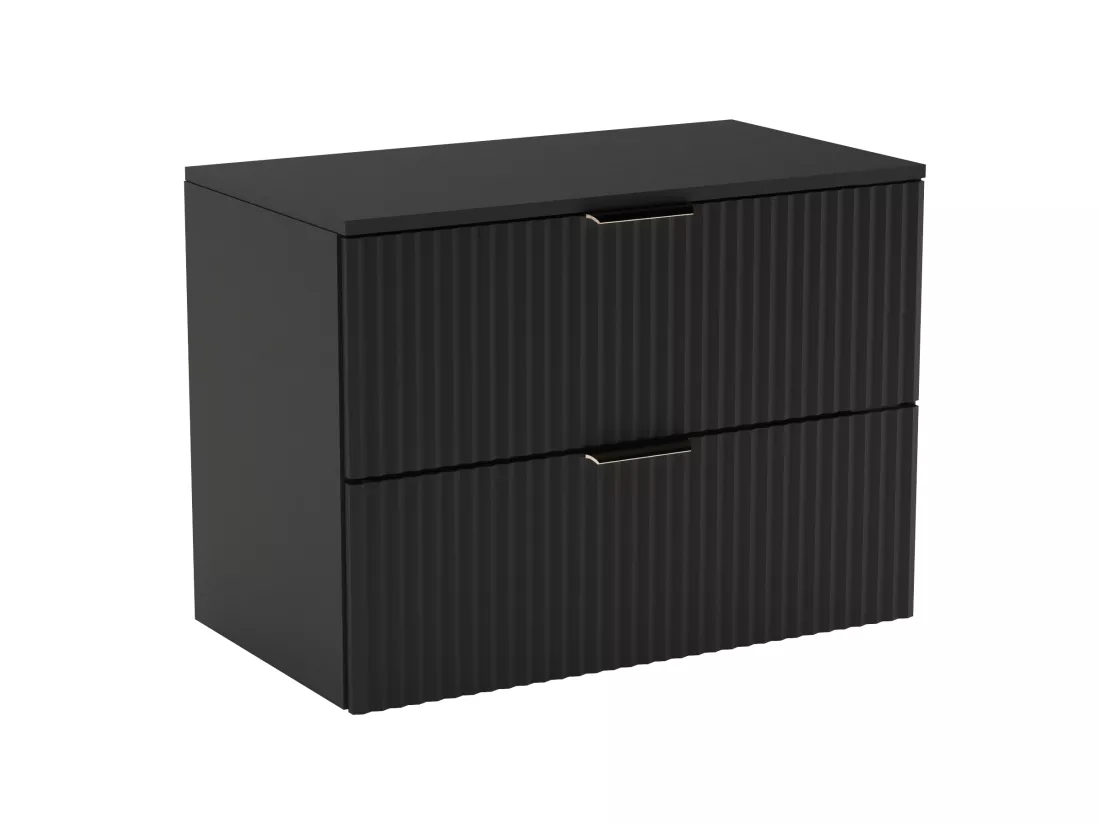 Meuble lavabo WENA, façades cannelées, Willy, 80x60x47 cm, Noir