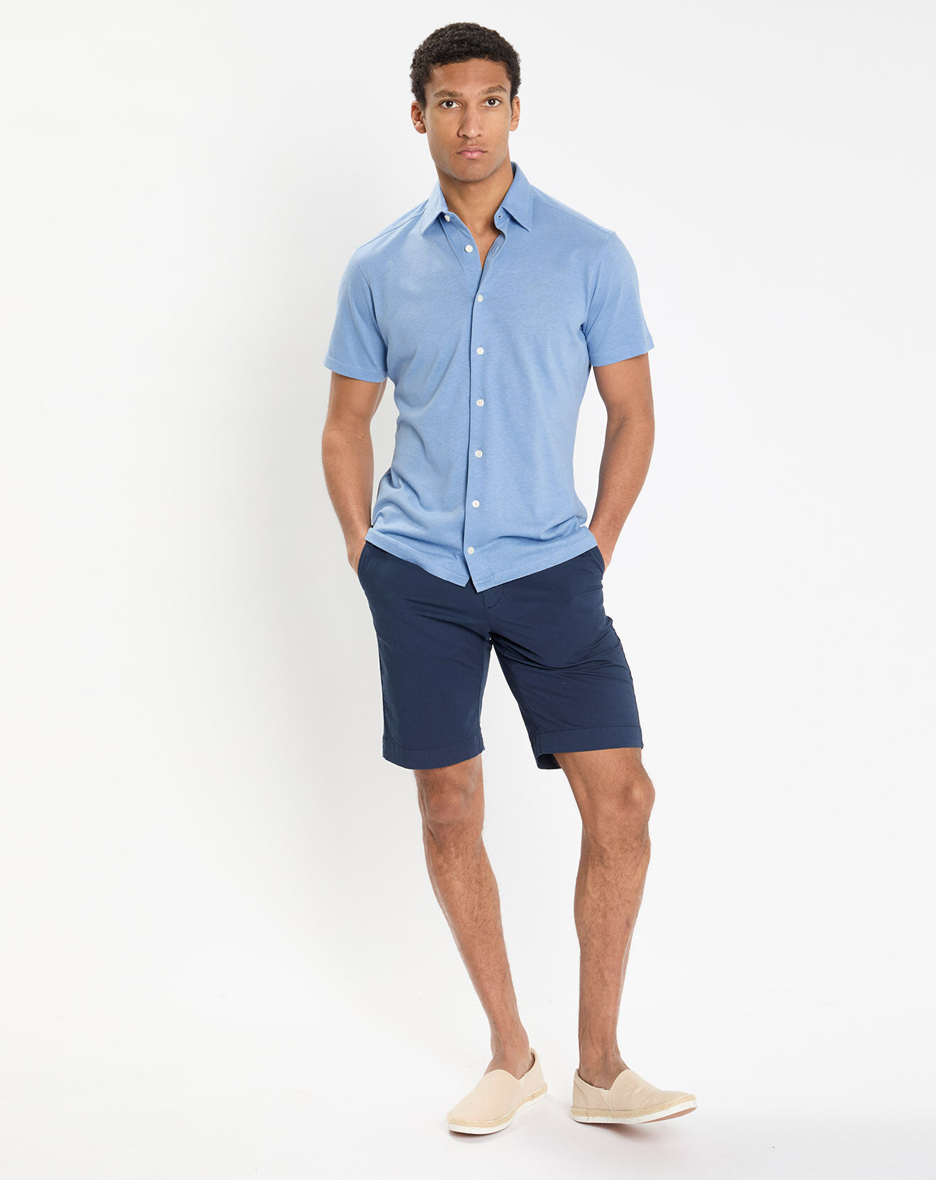 Hackett London Bermuda en Twill Regular Fit uni bleu