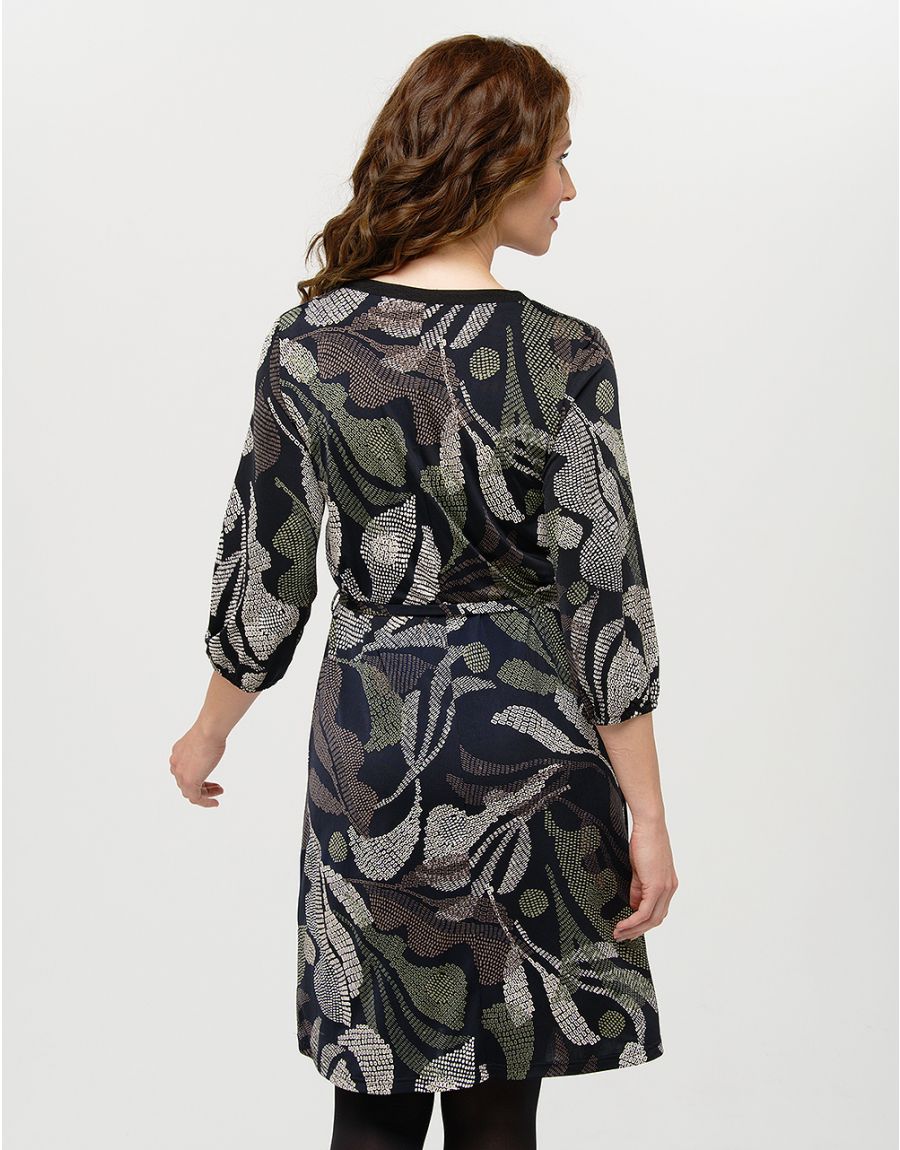 Robe motif feuillage noir