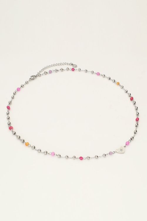 Ketting met hart en roze kralen