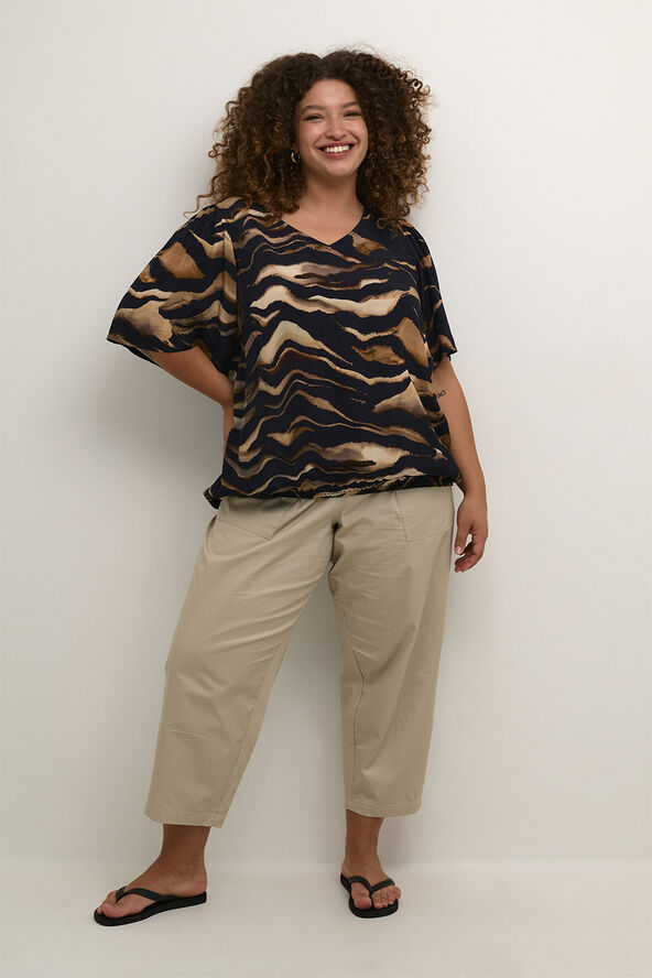 Kaffe Curve KClana Blouse Black/brown tiger print