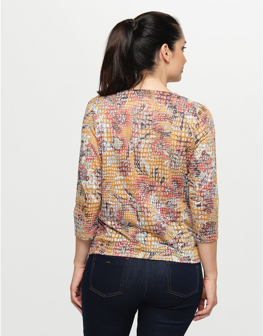 T-shirt ocre floral