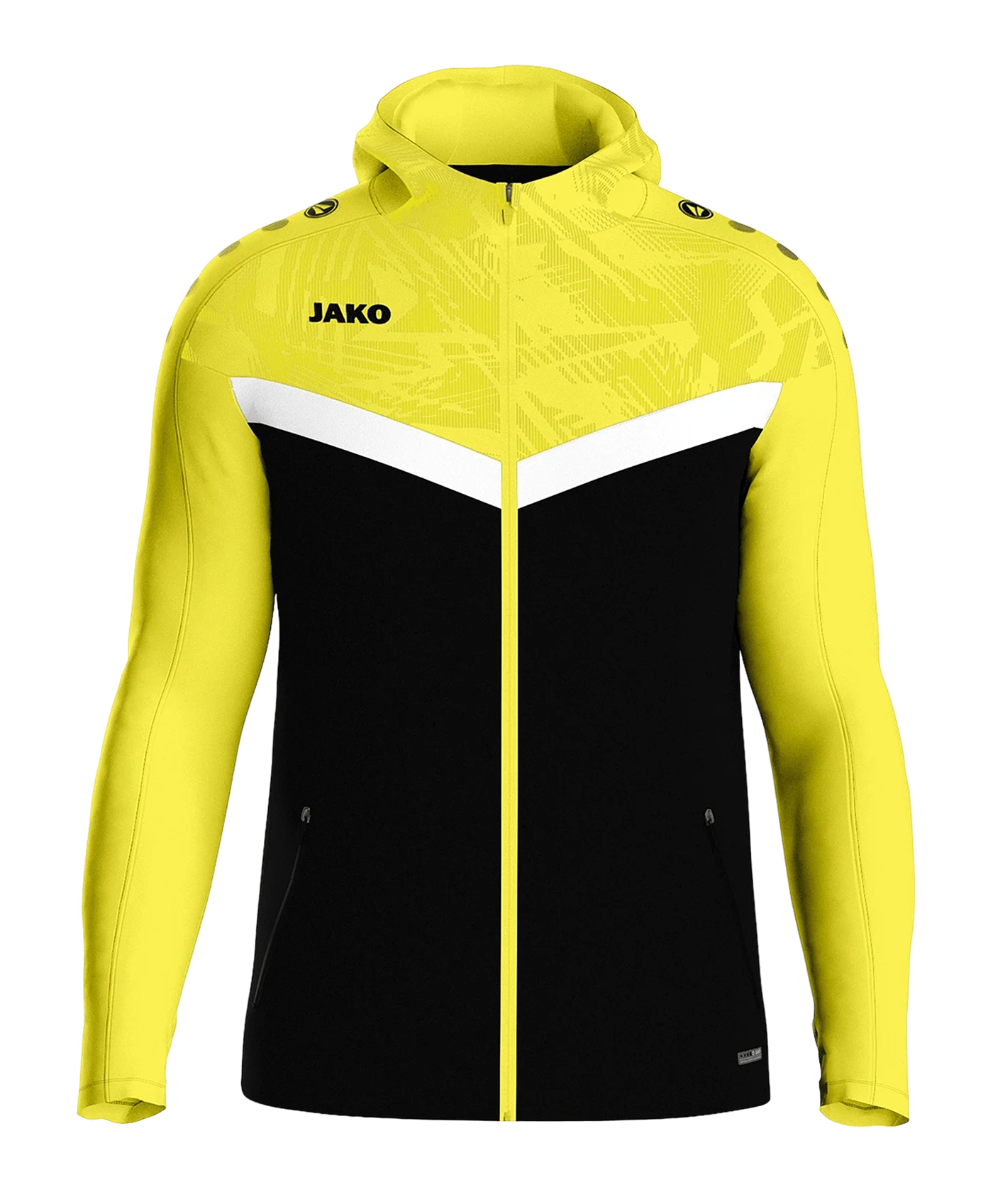 JAKO Iconic Kapuzenjacke Schwarz Gelb F808