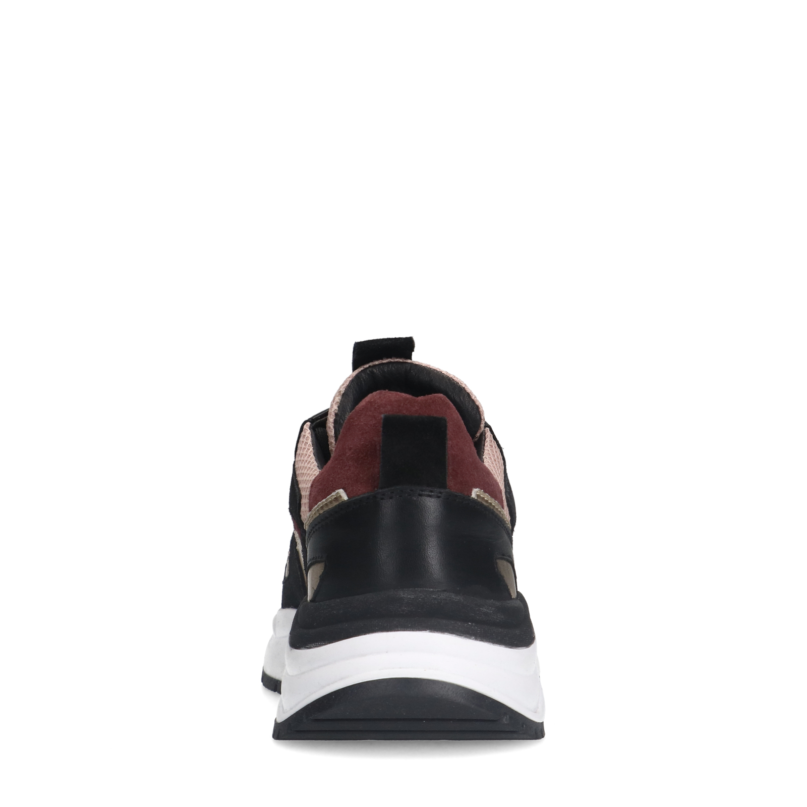 Zwarte leren sneakers met roze details