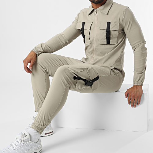 Ensemble Veste Zippée Jogger Pant UP-ES-87 Beige
