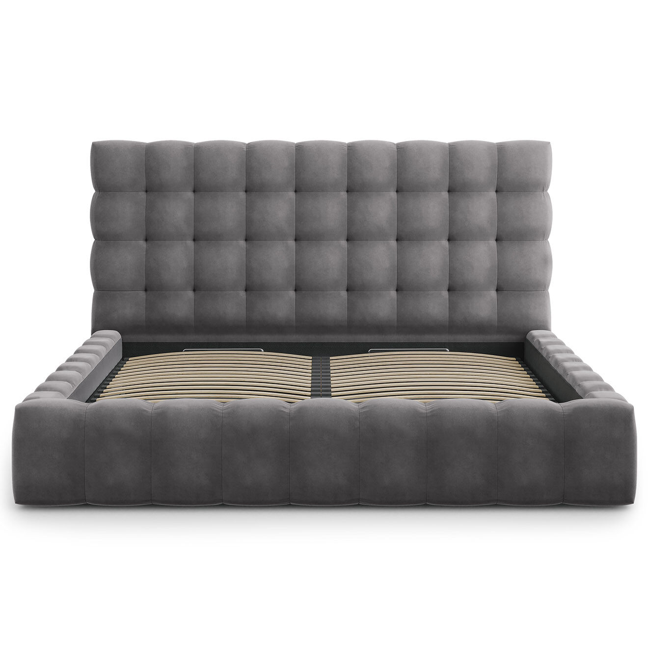 Cosmopolitan Design Lit avec coffre de rangement Bali Velours gris - 200x200 cm