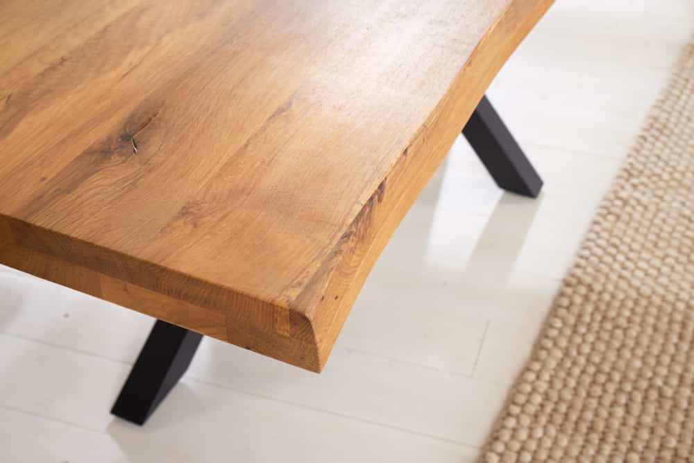 Design Esstisch GALAXIE 200cm natur Eiche Massivholz Sterngestell Baumkante