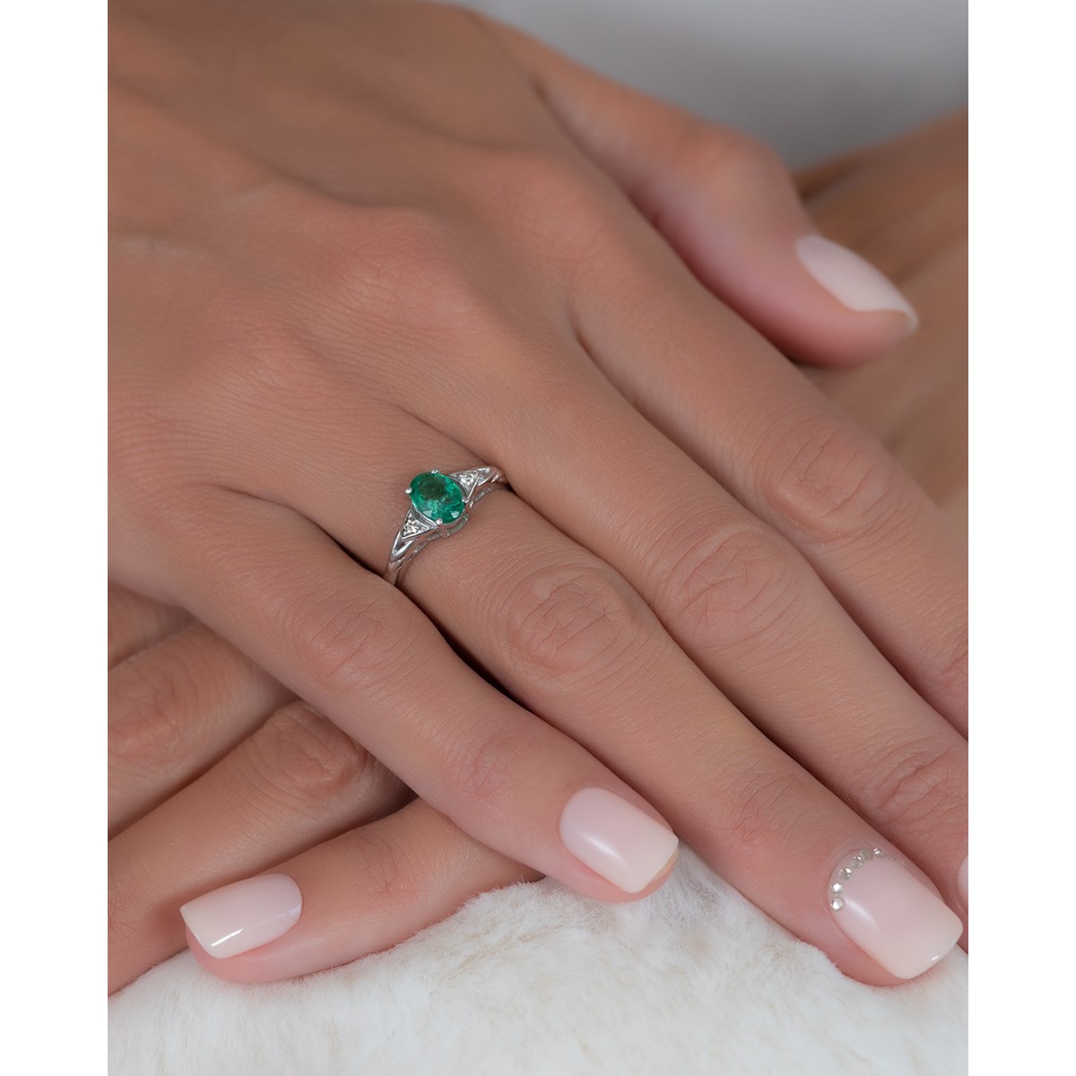Bague ADEN Emeraude et diamants sur Argent 925 2grs