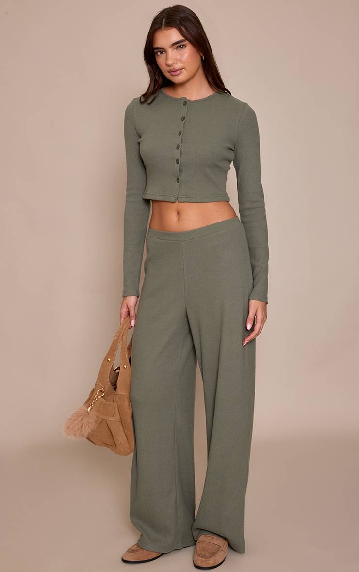 Sea Green Pantalon Large Côtelé Brossé