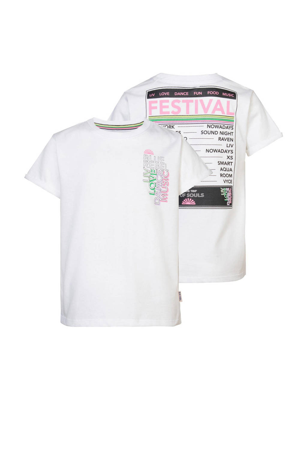 Blue Rebel T-shirt Ime met tekst wit