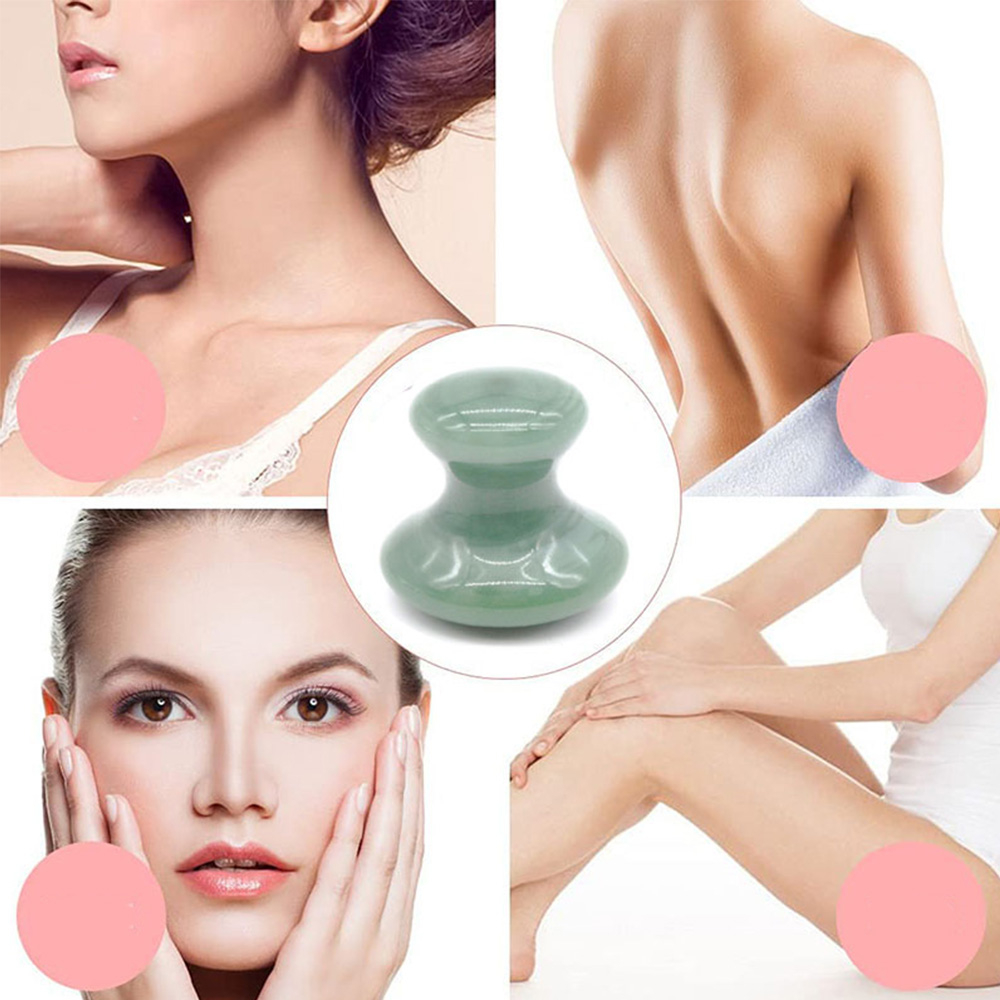 (4cm) Gua Sha Jade Pilz Gesichts Massage Stein - Grün