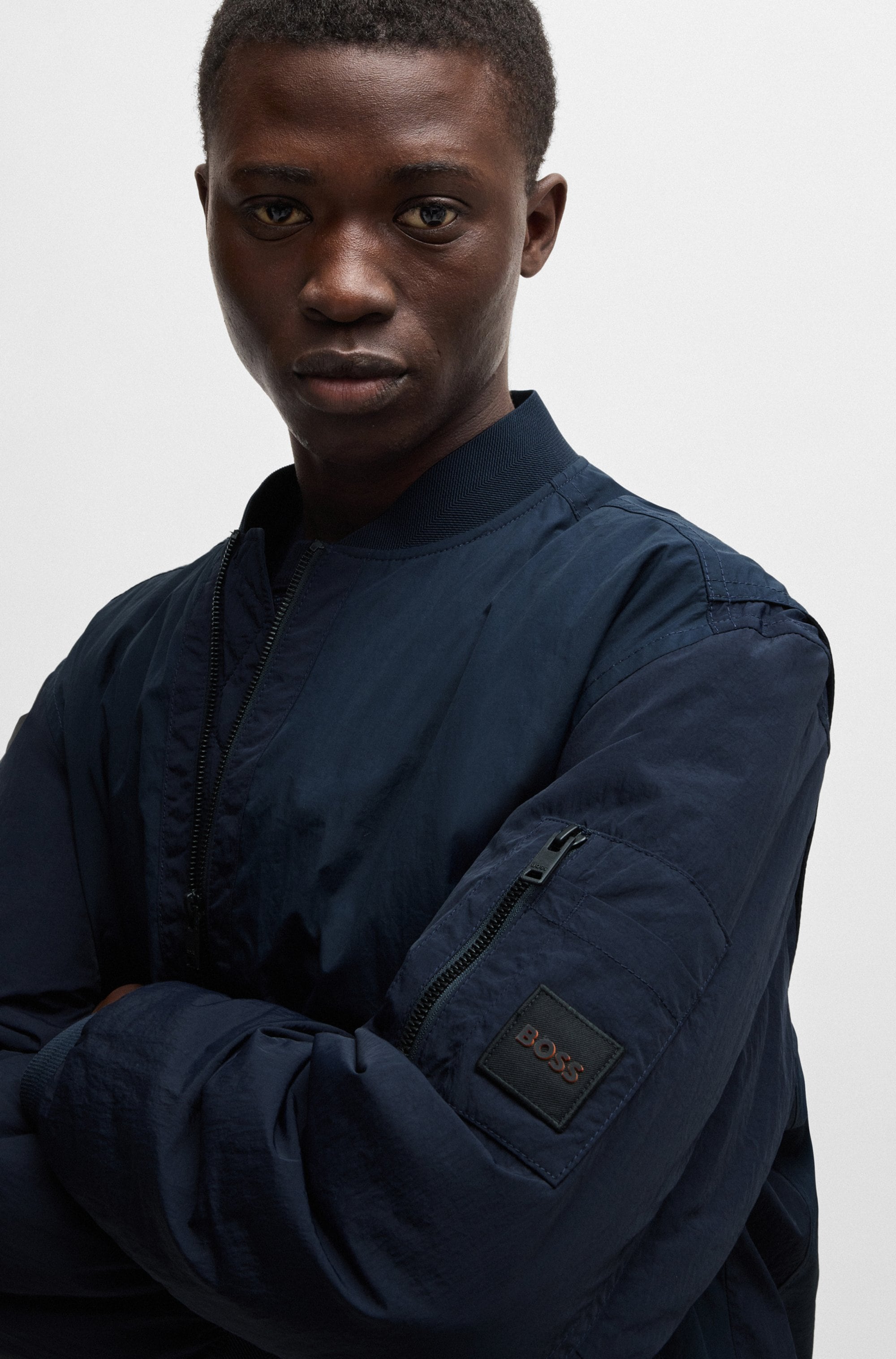BOSS ORANGE Blouson »Olmec« mit Flachstrickkragen