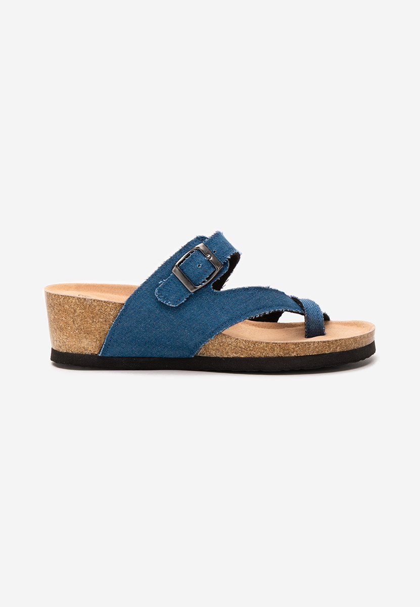 Mules compensées femme denim Wandana V2