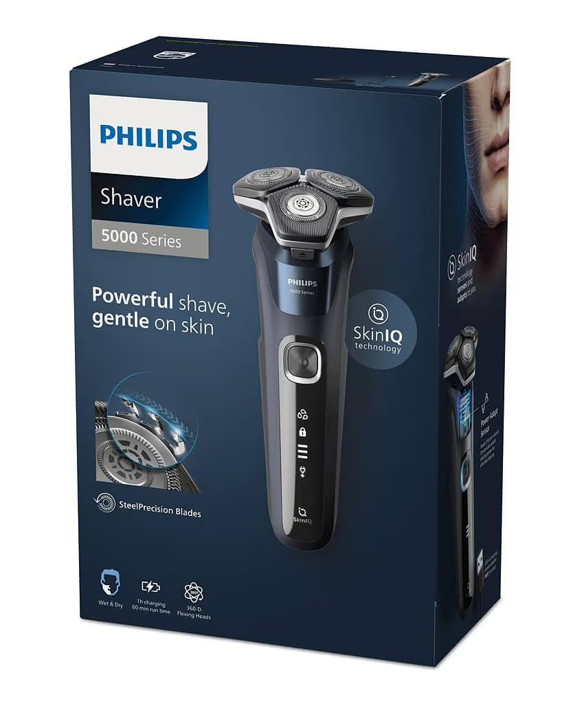 Shaver Series 5000 Elektrischer Scherkopf Haarschneider Bart Trimmer Akku Rasierer Wet & Dry (S5885/25) - Schwarz