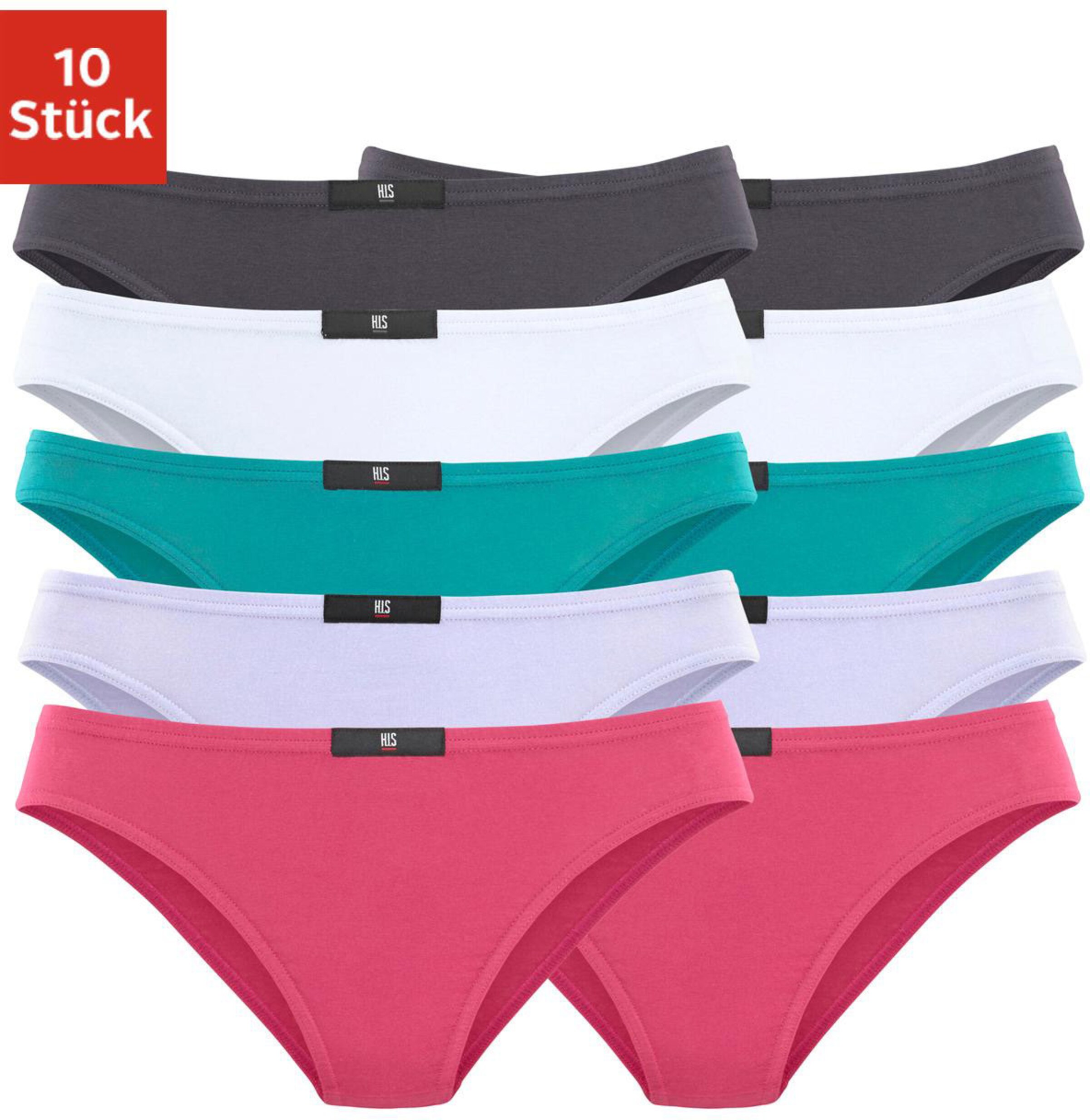 H.I.S Slip in anthrazit, weiß, mint, flieder, pink