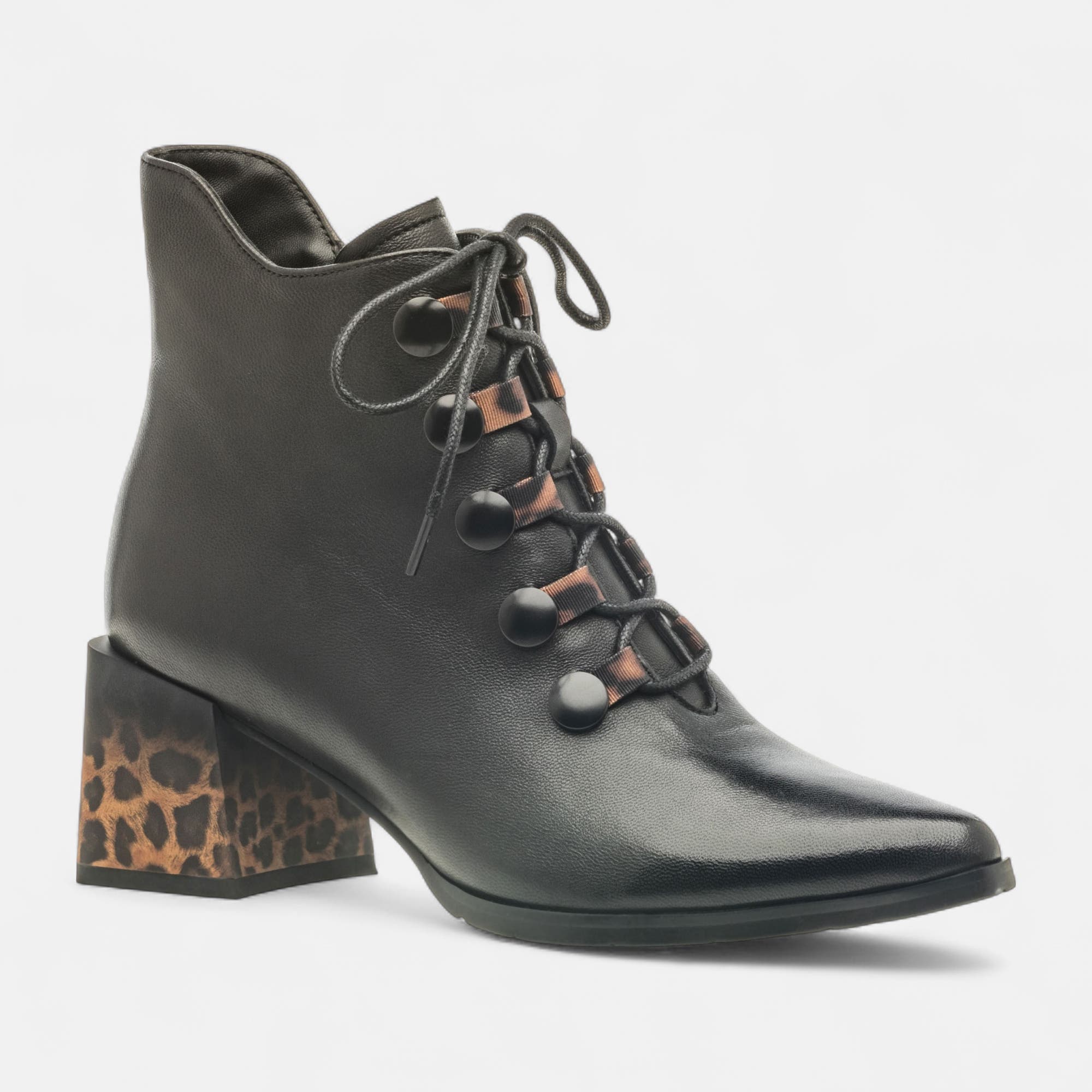 Bottines à talon Femme en cuir noir
