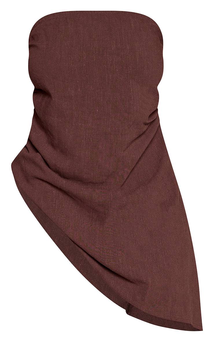 Chocolat Top Bandeau Asymétrique Texturé Tissé Shape Coordonné