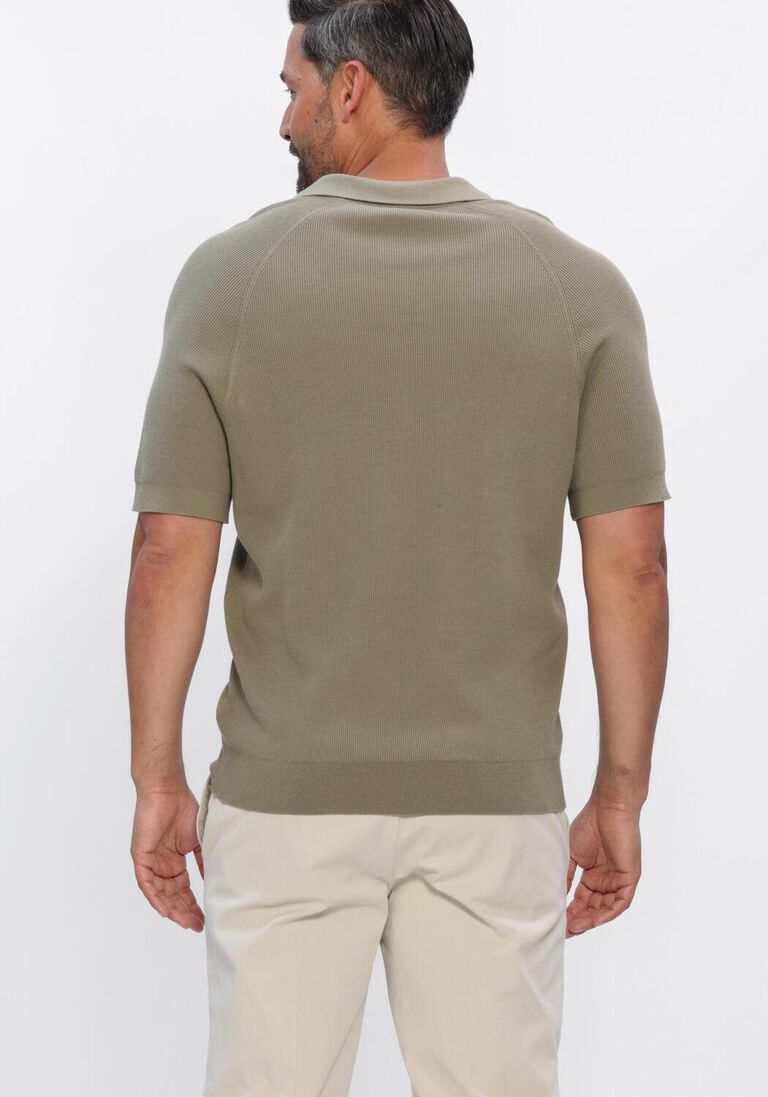groene profuomo polo polo open collar rib