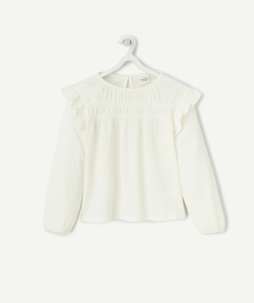 T-SHIRT MANCHES LONGUES FILLE EN FIBRES RECYCLÉES STYLE BLOUSE