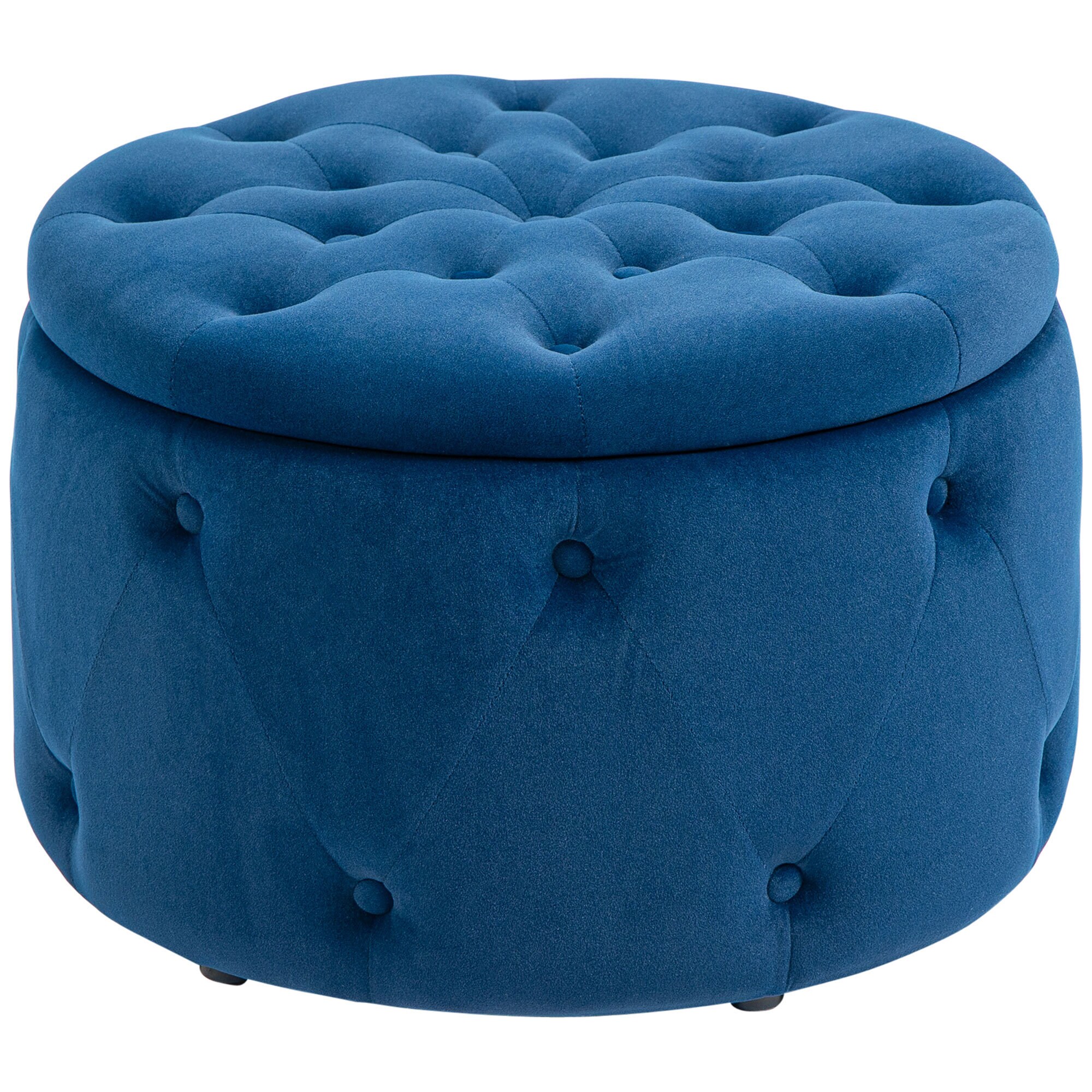 HOMCOM Ottomane mit Stauraum blau Ø60 x 40H cm