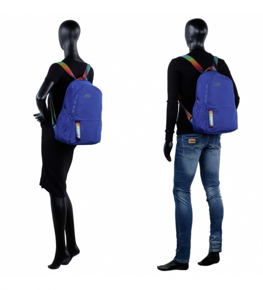 Mochila Skechers com bolso interno para tablet iPad S894 Azul - 30x46x15cm -