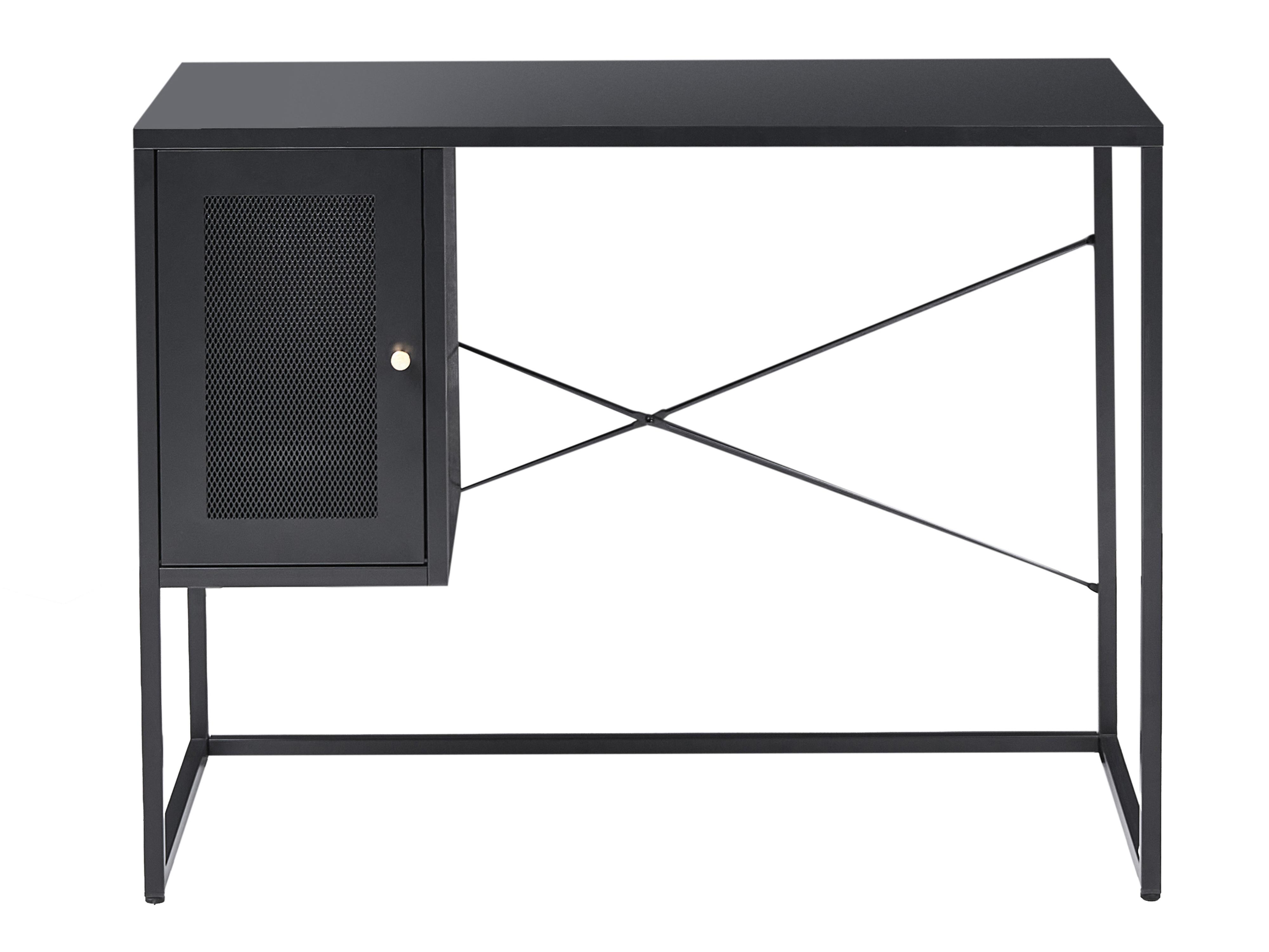 Bureau HARJO Zwart 100 cm 50 cm met opbergruimte