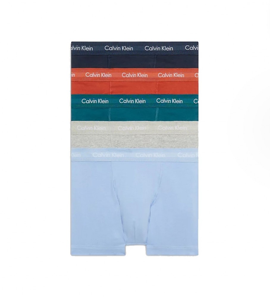 Pacote com 5 cuecas boxer Calvin Klein com logotipos multicoloridos