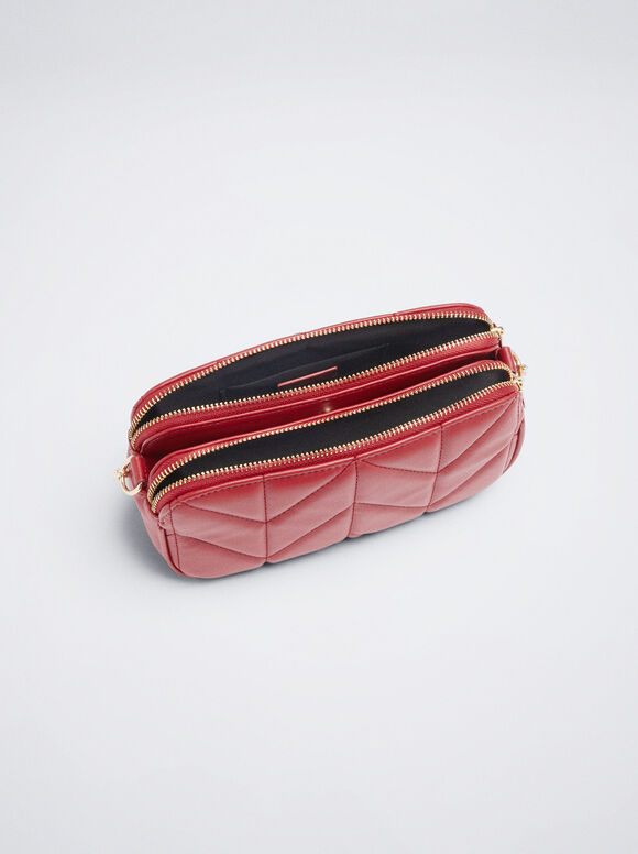 Bolsa matelassada com alça de corrente - Vermelha