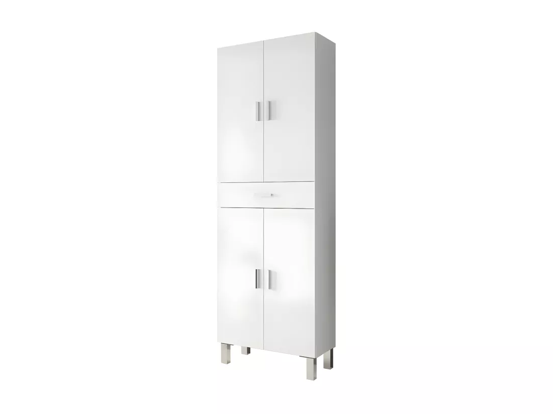 Colonne 4 portes et 1 tiroir blanc brillant L60 cm