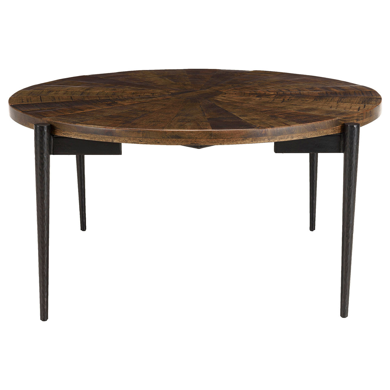 Macabane Table basse ronde bois recyclé pieds métal Kiara bois - 80x80x40 cm