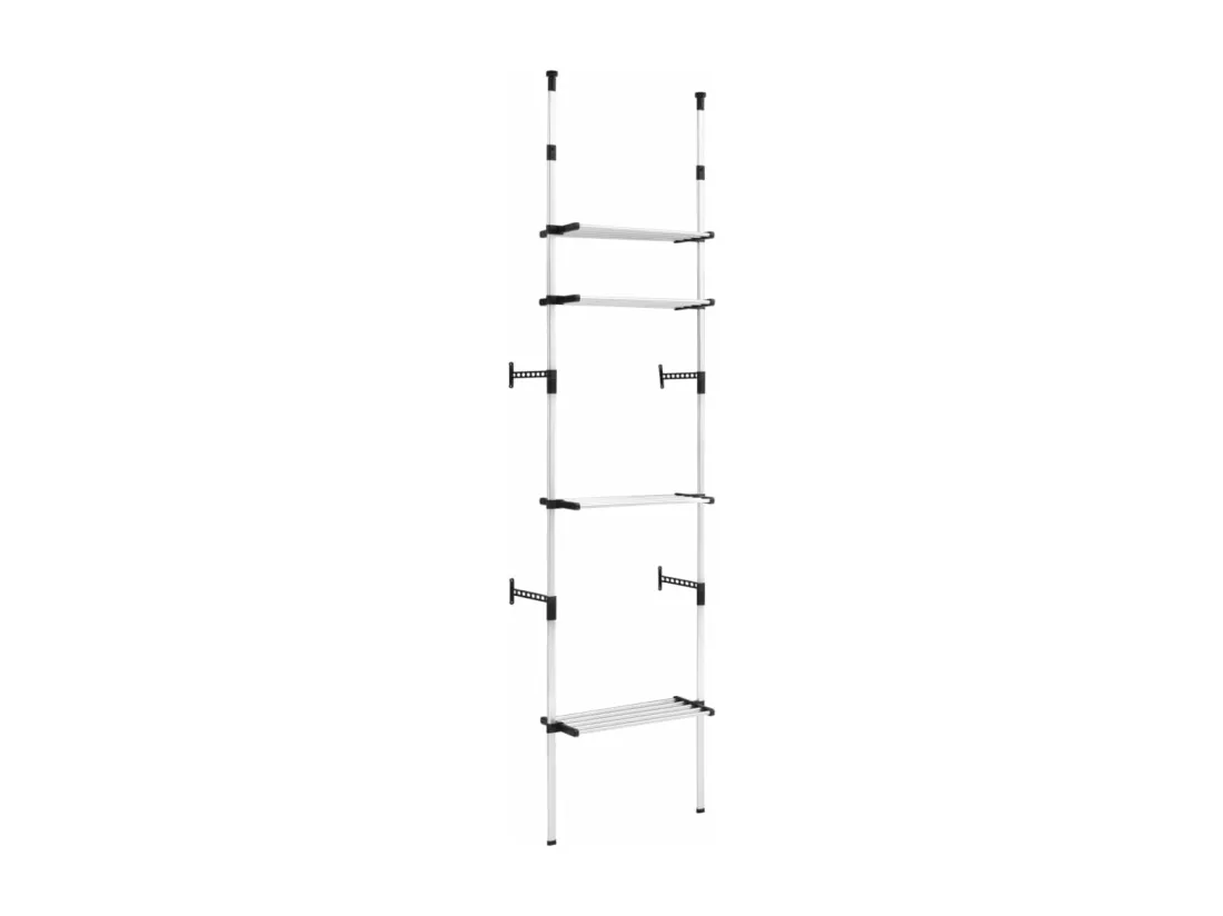 Système de garde-robe télescopique avec étagères Aluminium