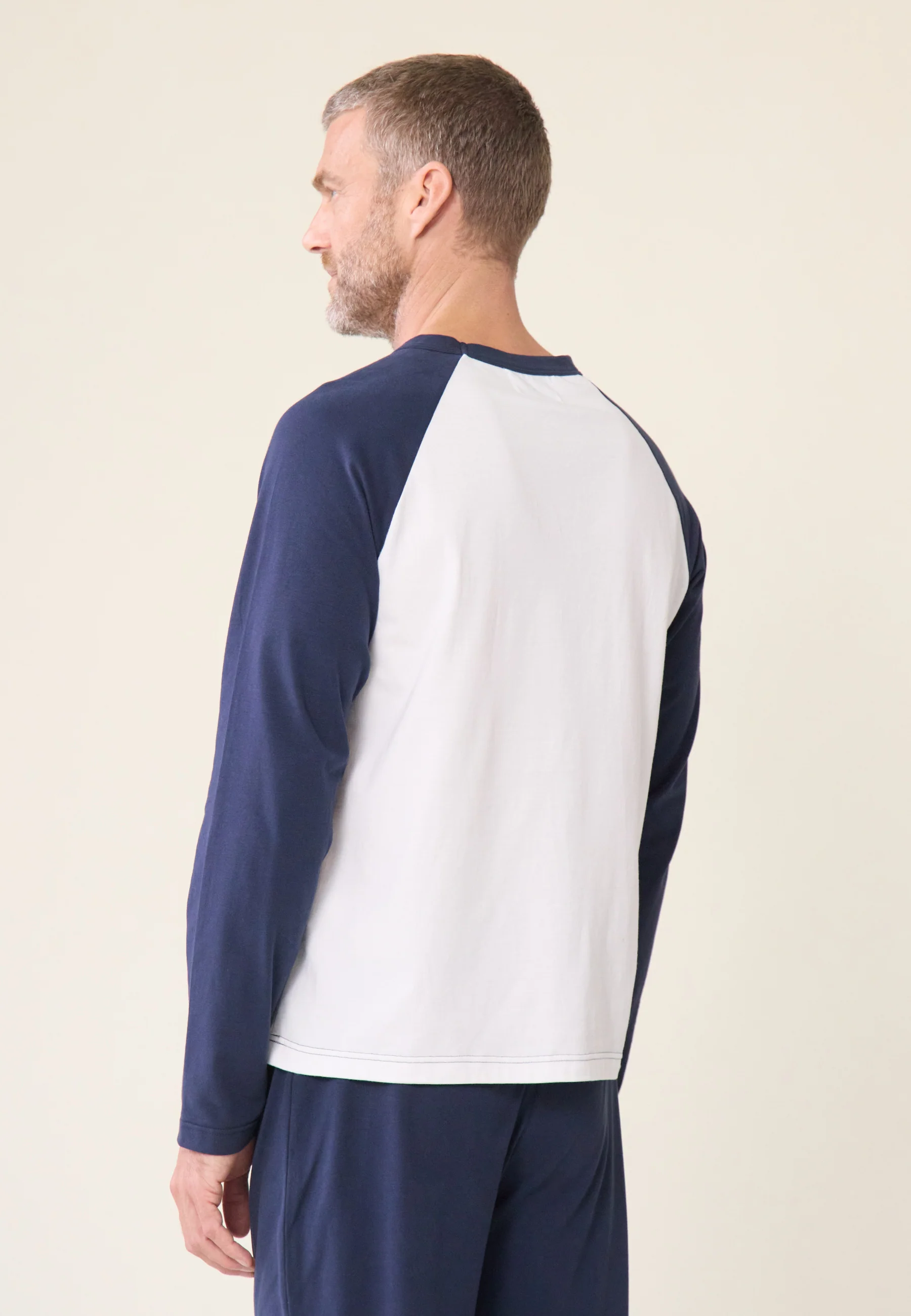 Ensemble pyjama chemise et pantalon en coton-Ensemble Pyjama Nathan Blanc Marine