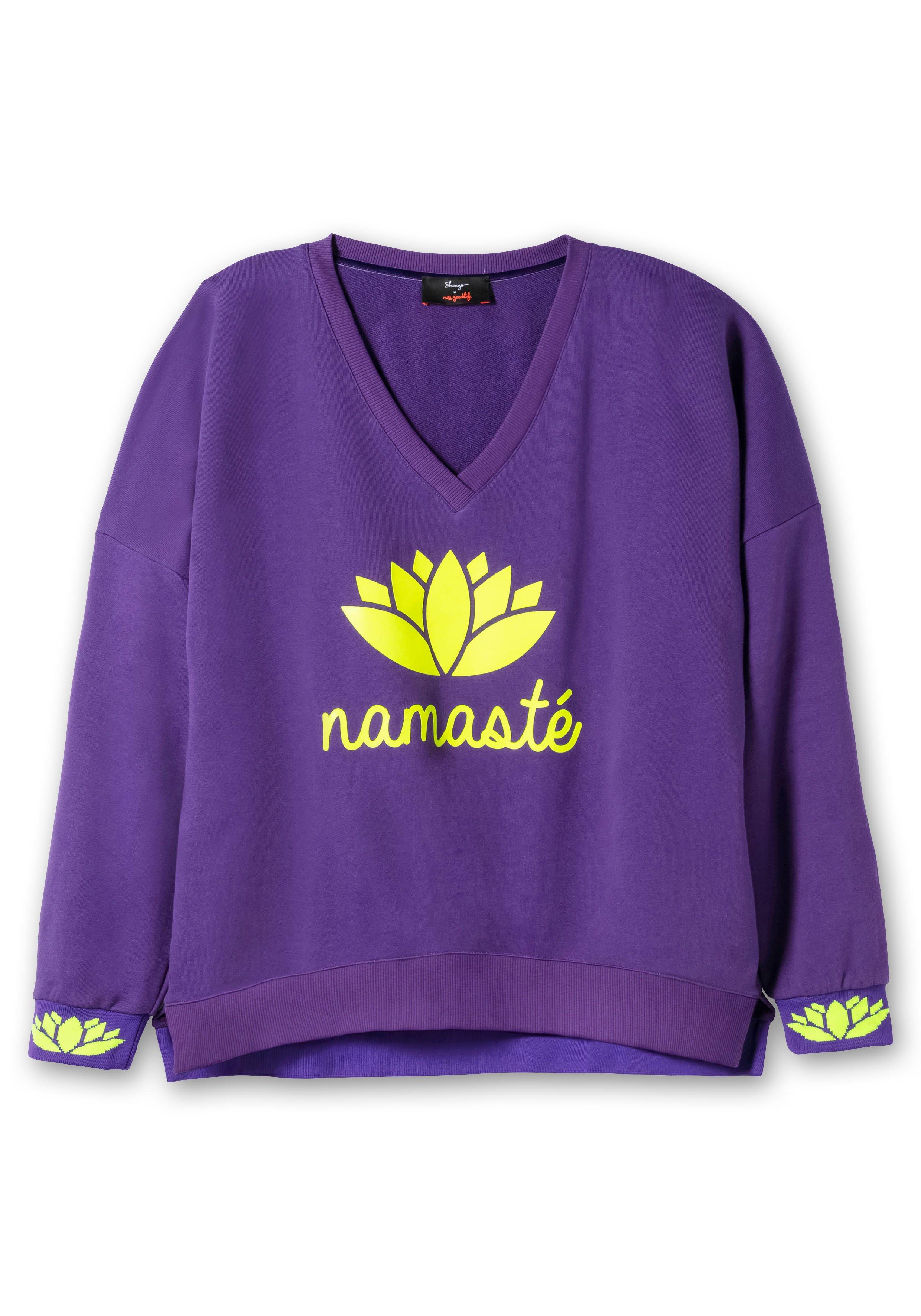 Sweater mit Yoga-Print, hinten länger als vorn