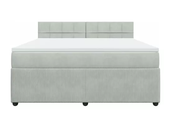 Sommier à lattes de lit et matelas Gris clair 180x200cm Velours
