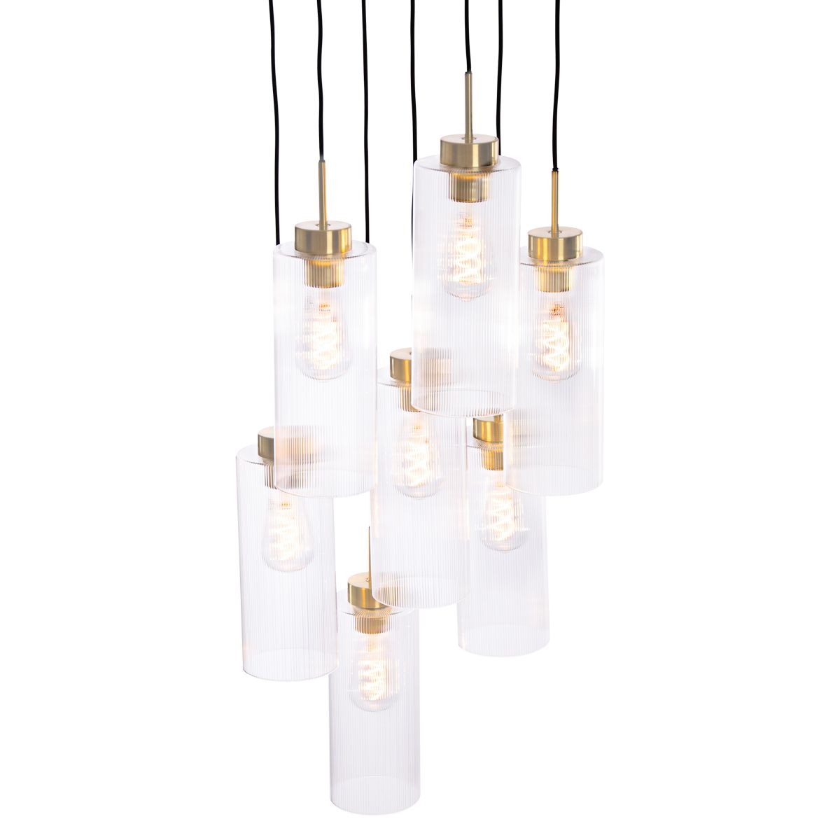 Art Deco hanglamp goud met glas 7-lichts - Laura